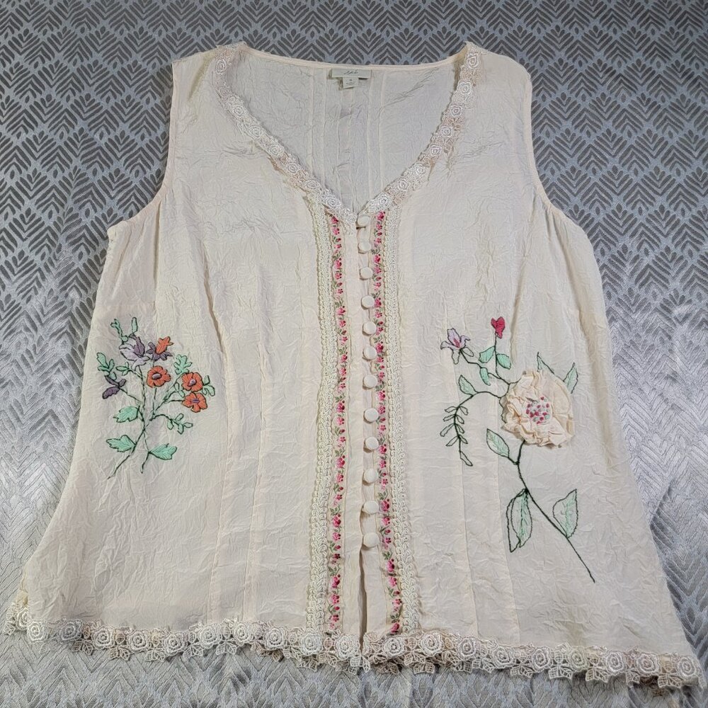 J. Jill Womens blouse top Silk Sleeveless Tunic vintage style Top Size small